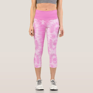 Tiedye Pink Spiral Hippie Tie Dye   Capri Leggings