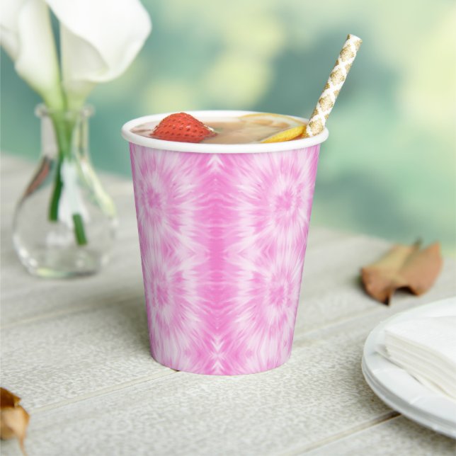 Tiedye Pink Spiral Hippie Tie Dye   Paper Cups (Insitu)