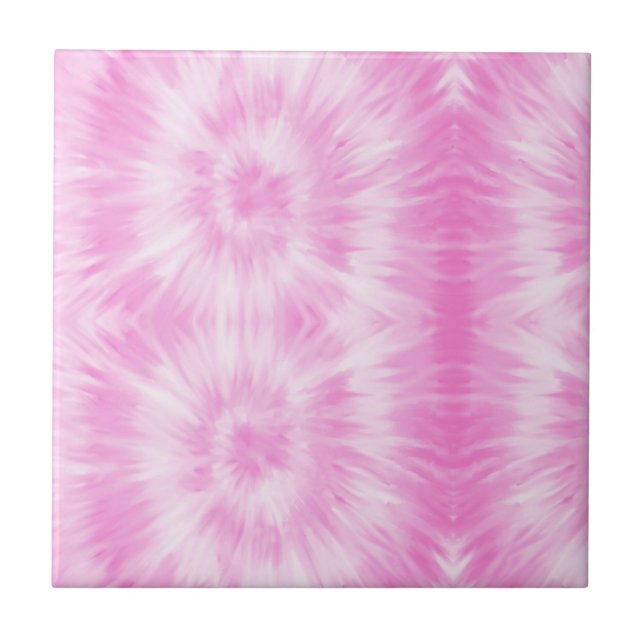 Tiedye Pink Spiral Hippie Tie Dye Tile (Front)
