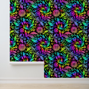 Tiedye Retro Hippie Flower Pattern Colourful Flora Wallpaper