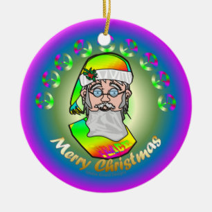 TieDye Santa Ceramic Tree Decoration