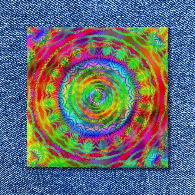 Tiedye Target 15 Cm Square Badge (Tiedye Target Pinback Button)