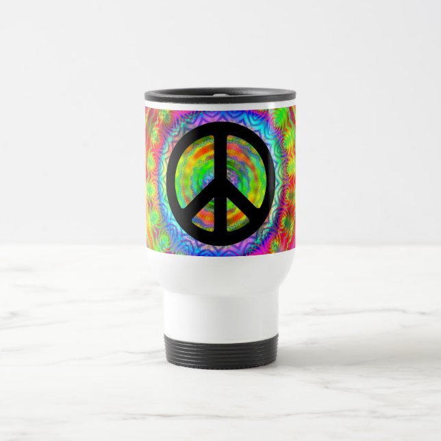 Tiedye Target Peace Symbol Travel Mug (Center)