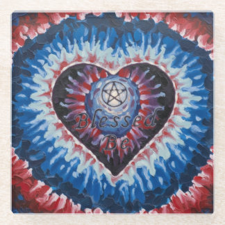 TieDyeHeart Glass Coaster