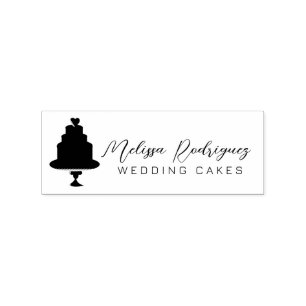 Tiered Cakes Baker Wedding Script Logo Rubber Stamp