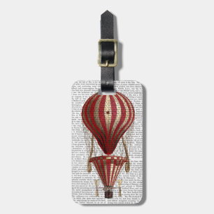 Tiered Hot Air Balloon Print Red Luggage Tag