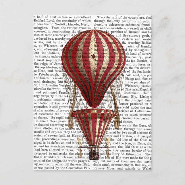 Tiered Hot Air Balloon Print Red Postcard (Front)