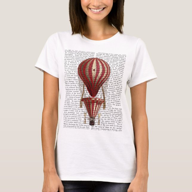 Tiered Hot Air Balloon Print Red T-Shirt (Front)