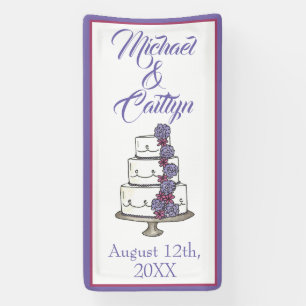 Tiered Purple Floral Wedding Cake Bridal Shower Banner