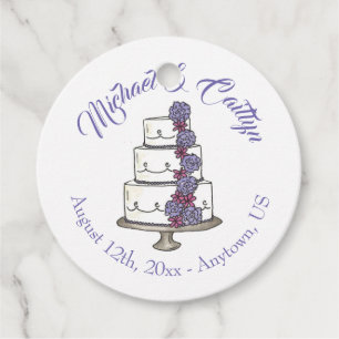Tiered Purple Floral Wedding Cake Bridal Shower Favour Tags