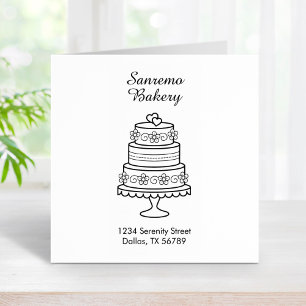 Tiered Wedding Cake Bakery Address Rubber Stamp