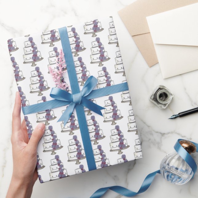 Tiered Wedding Cake Bridal Shower Engagement Wrapping Paper (Gifting)