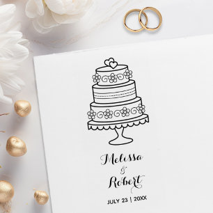 Tiered Wedding Cake Bride Groom Names Rubber Stamp
