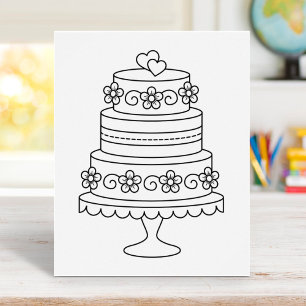 Tiered Wedding Cake Colouring Page Poster