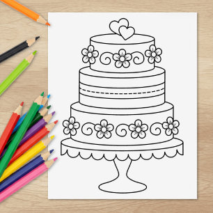 Tiered Wedding Cake Colouring Page Rubber Stamp