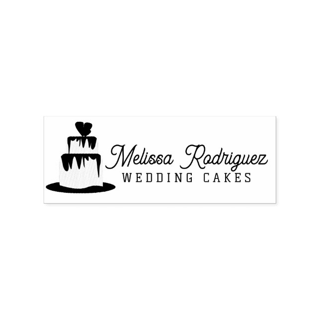 Tiered Wedding Cake Wedding Baker Script  Logo Rubber Stamp (Imprint)