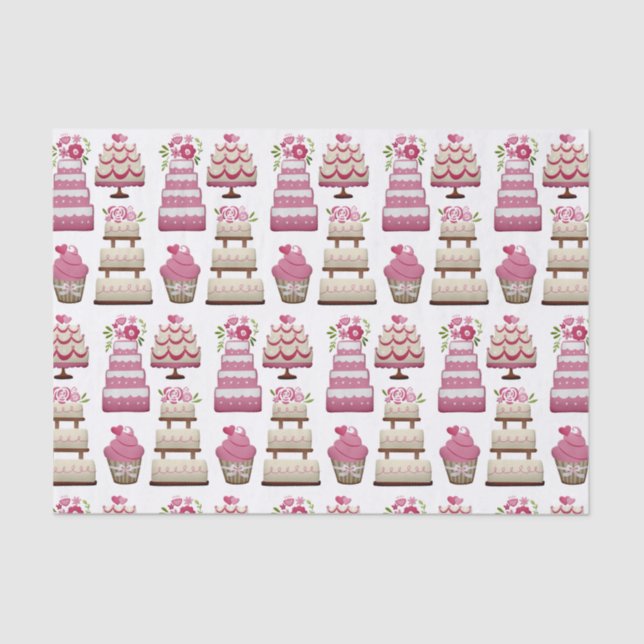 Tiered Wedding Cakes Cute Pattern Tissue Paper (Front)