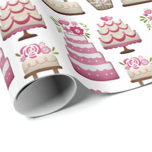 Tiered Wedding Cakes Cute Pattern Wrapping Paper