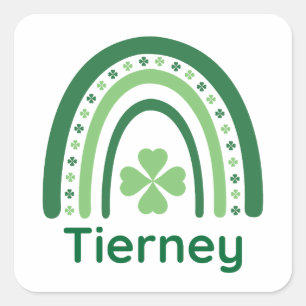 Tierney Name Clover Boho Rainbow Square Sticker