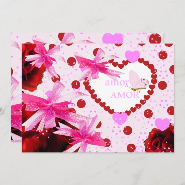 Ties and Hearts of Love for the Enamored Invitation (Front/Back)