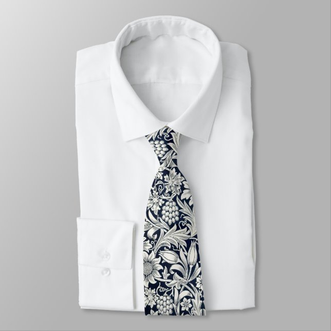 Ties - Blue Floral Art Nouveau (Tied)