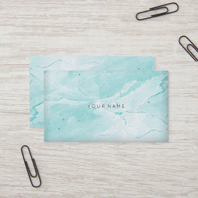 Tiffany Aqua Blue Marble Vip Abstract Minimal Vip Business Card (Front/Back In Situ)