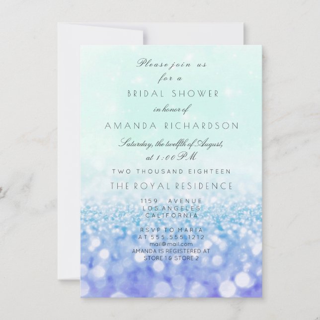Tiffany Aqua Purple VIP Mint Glitter Bridal Shower Invitation (Front)
