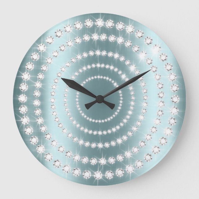 Tiffany Aqua  Vip Grey Silver Diamond Infinity Large Clock (Front)