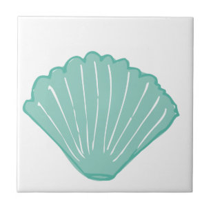 Tiffany Blue Seashell Illustration Tile