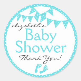 Tiffany Bunting Baby Shower Thank You Classic Round Sticker