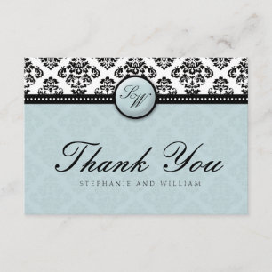 Tiffany Damask Monogram Wedding Thank You Card