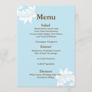 Tiffany Damask Wedding Menu
