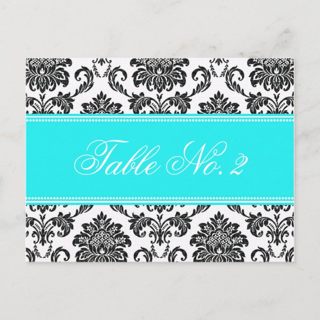 Tiffany Damask Wedding Table Number Postcard (Front)