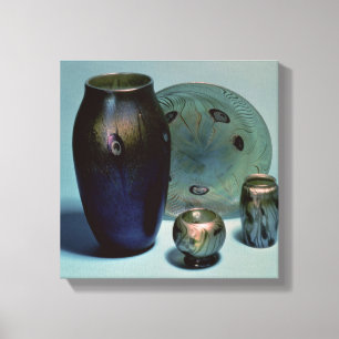 Tiffany favrile plate and vases canvas print