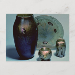 Tiffany favrile plate and vases postcard