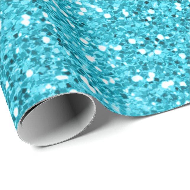 Tiffany Glitter Aqua Ocean Turquoise Glam Minimal Wrapping Paper (Roll Corner)