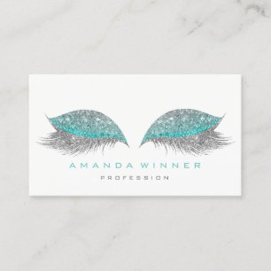 Tiffany Gray Glam Lashes Extention Makeup Glitter Appointment Card