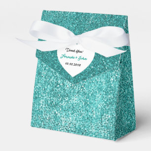 Tiffany Green Metallic Aqua White Favor Thank You Favour Box