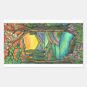 Tiffany Landscape Stained Glass Design ART! Rectangular Sticker