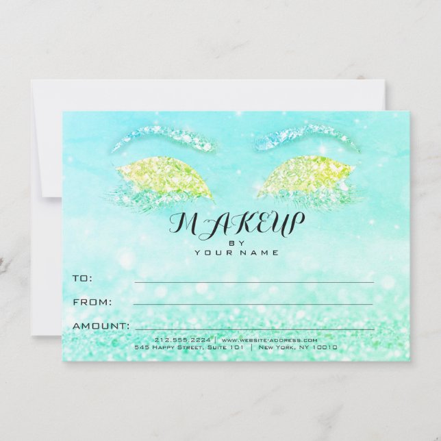 Tiffany Mint Glitter Makeup Certificate Gift (Front)