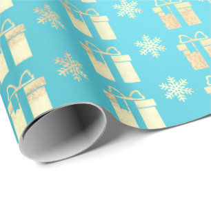 Tiffany Ocean BeachGold Christmas Present Gift Lux Wrapping Paper