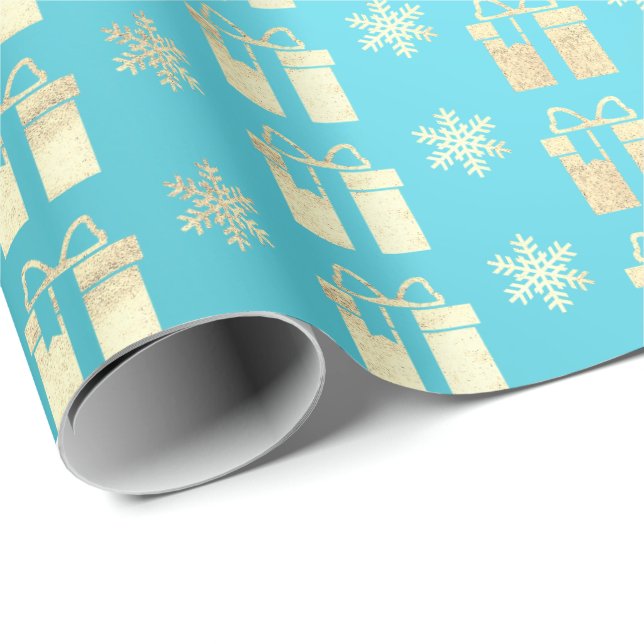 Tiffany Ocean BeachGold Christmas Present Gift Lux Wrapping Paper (Roll Corner)