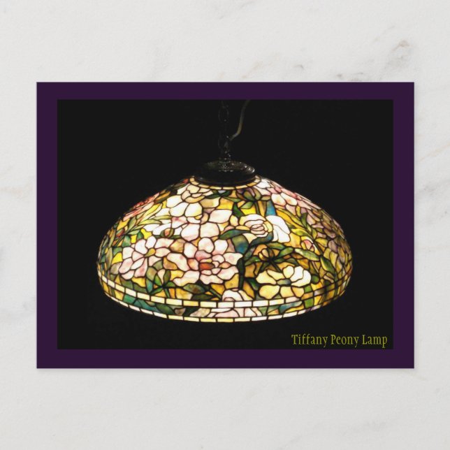 Tiffany Peony Lamp Elegant  Art Postcard (Front)