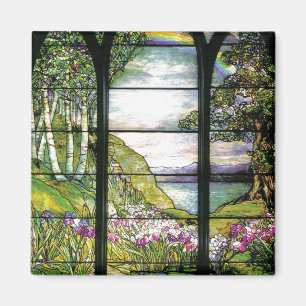 Tiffany Stained Glass Iris Flowers Floral Magnet