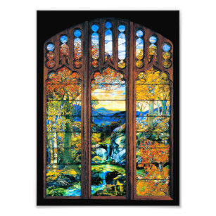Tiffany Stained Glass Window Landscape Photo Print