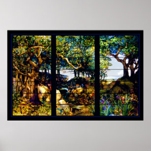 Tiffany Stained Glass Window Landscape Poster