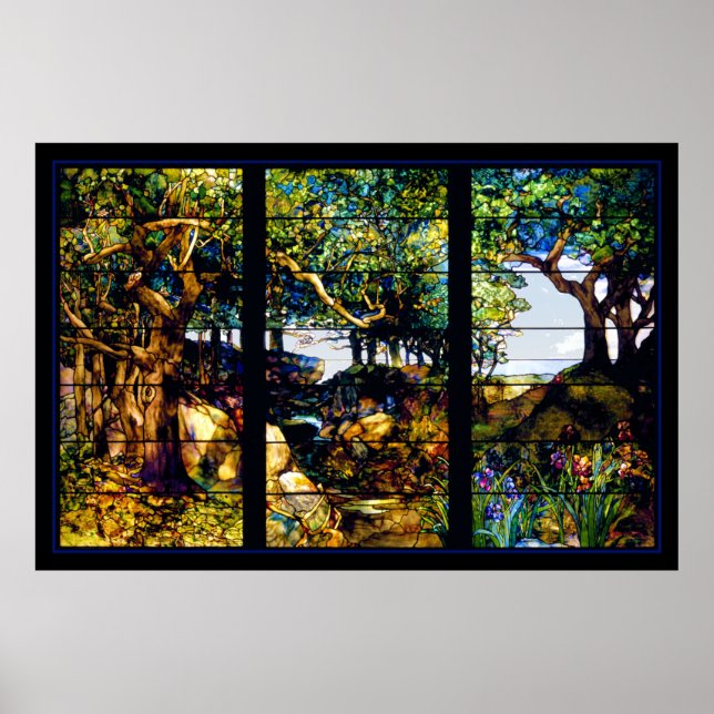 Tiffany Stained Glass Window Landscape Poster (Front)