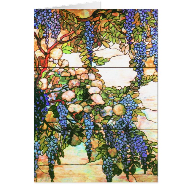 Tiffany Stained Glass Wisteria Flower Art Card (Front)