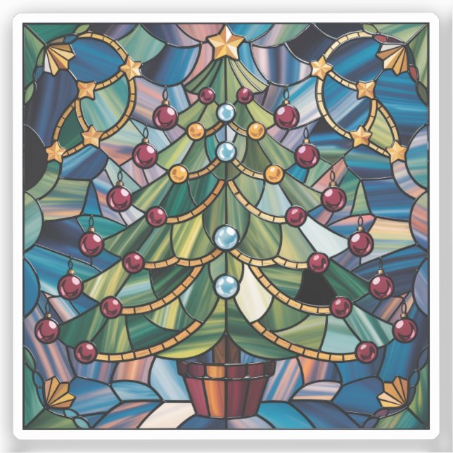 Tiffany-Style Stained Glass Christmas Tree (Front)