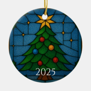 Tiffany Style Stained Glass Christmas Tree Design  Ceramic Tree Decoration